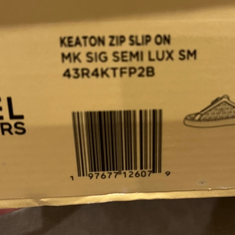 Michael Kors Keaton Zip Slip On Pink Sneakers with Gold Accents - Picture 4 of 4